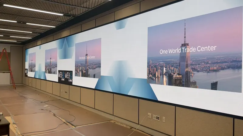 LED video wall during installation